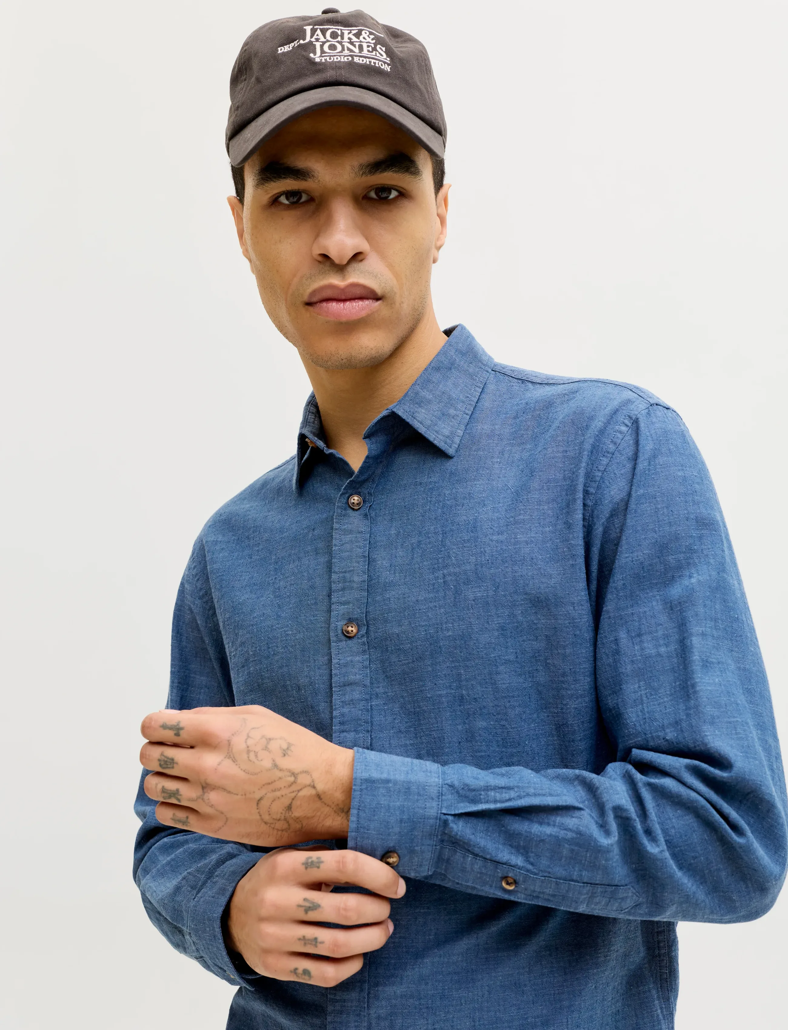 Jack & Jones - JJESUMMER LINEN BLEND SHIRT L/S SN - hørskjorter - navy blazer - 5