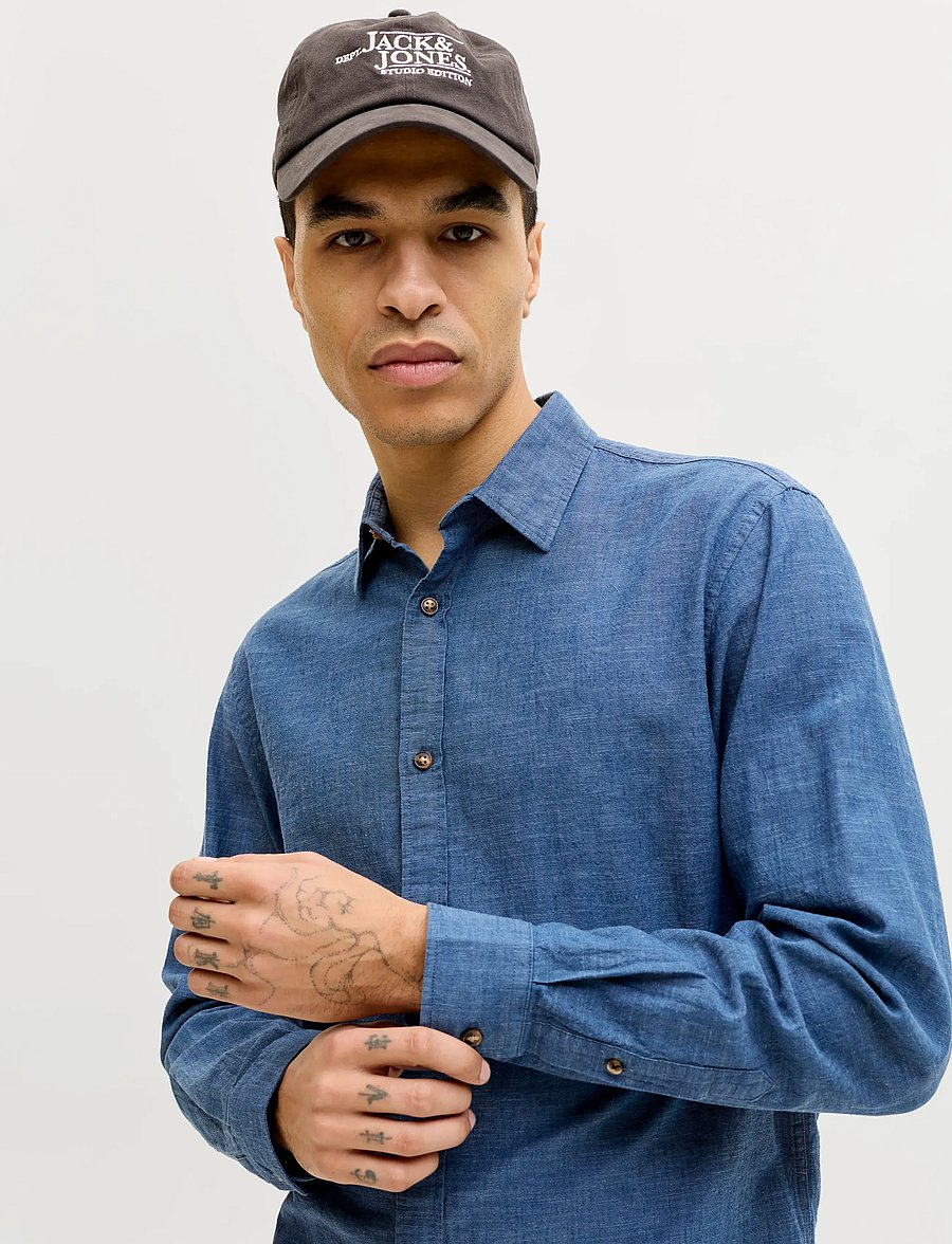 Jack & Jones - JJESUMMER LINEN BLEND SHIRT L/S SN - linneskjortor - navy blazer - 5
