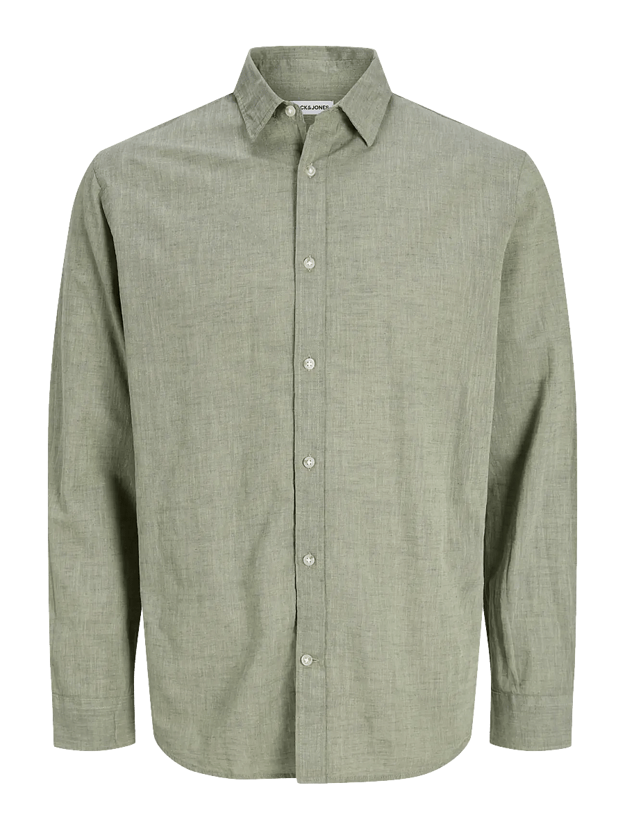 Jack & Jones - JJESUMMER LINEN BLEND SHIRT L/S SN - linen shirts - new sage - 1