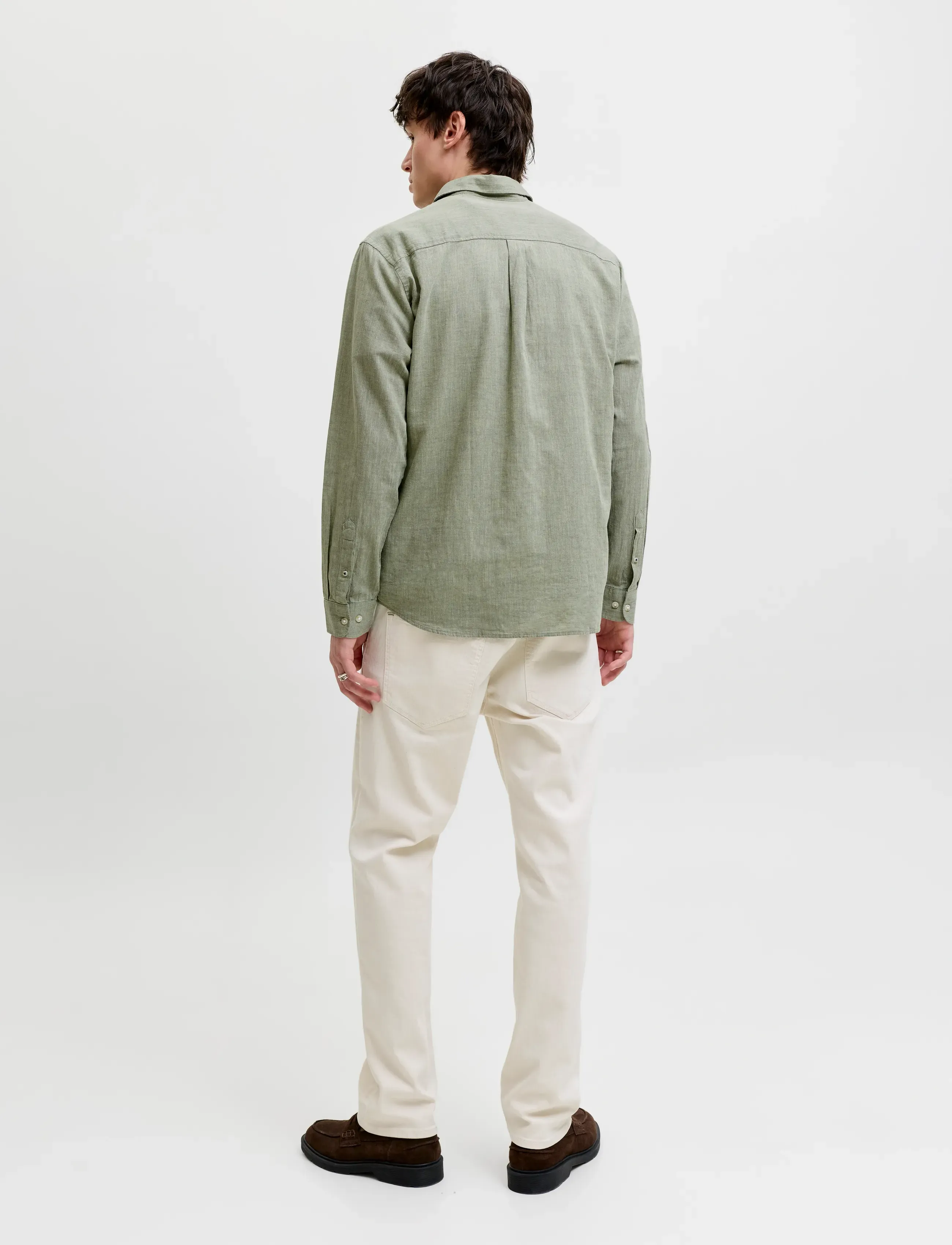 Jack & Jones - JJESUMMER LINEN BLEND SHIRT L/S SN - hørskjorter - new sage - 3