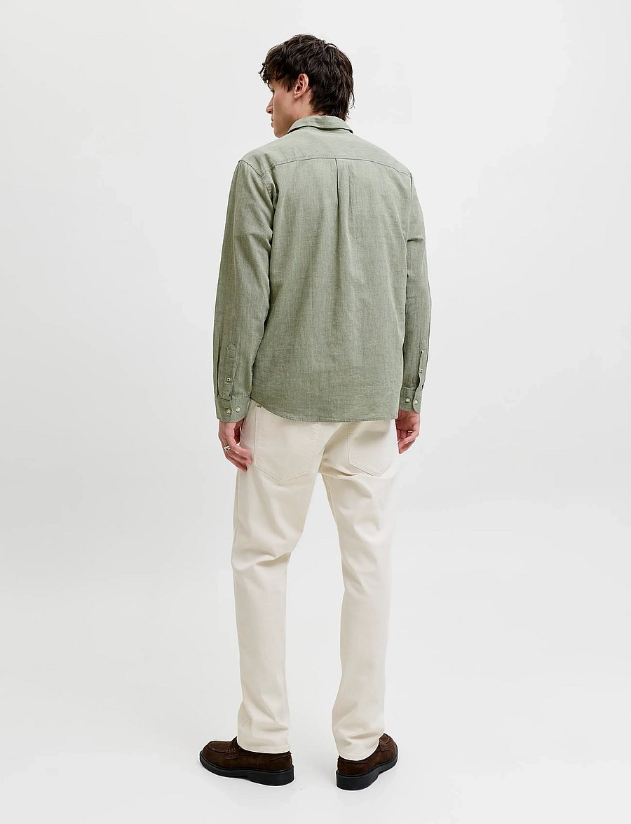 Jack & Jones - JJESUMMER LINEN BLEND SHIRT L/S SN - linen shirts - new sage - 3