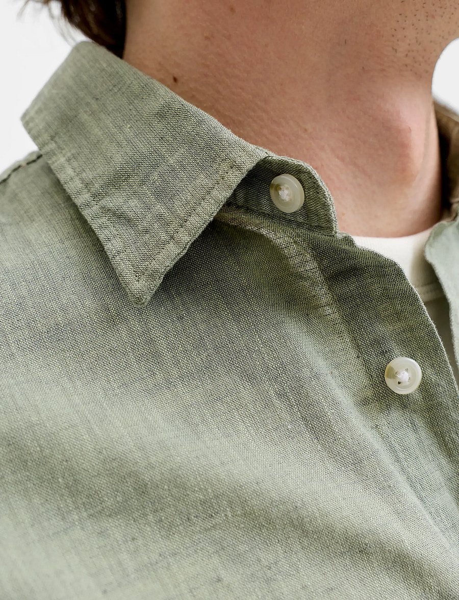 Jack & Jones - JJESUMMER LINEN BLEND SHIRT L/S SN - linen shirts - new sage - 5