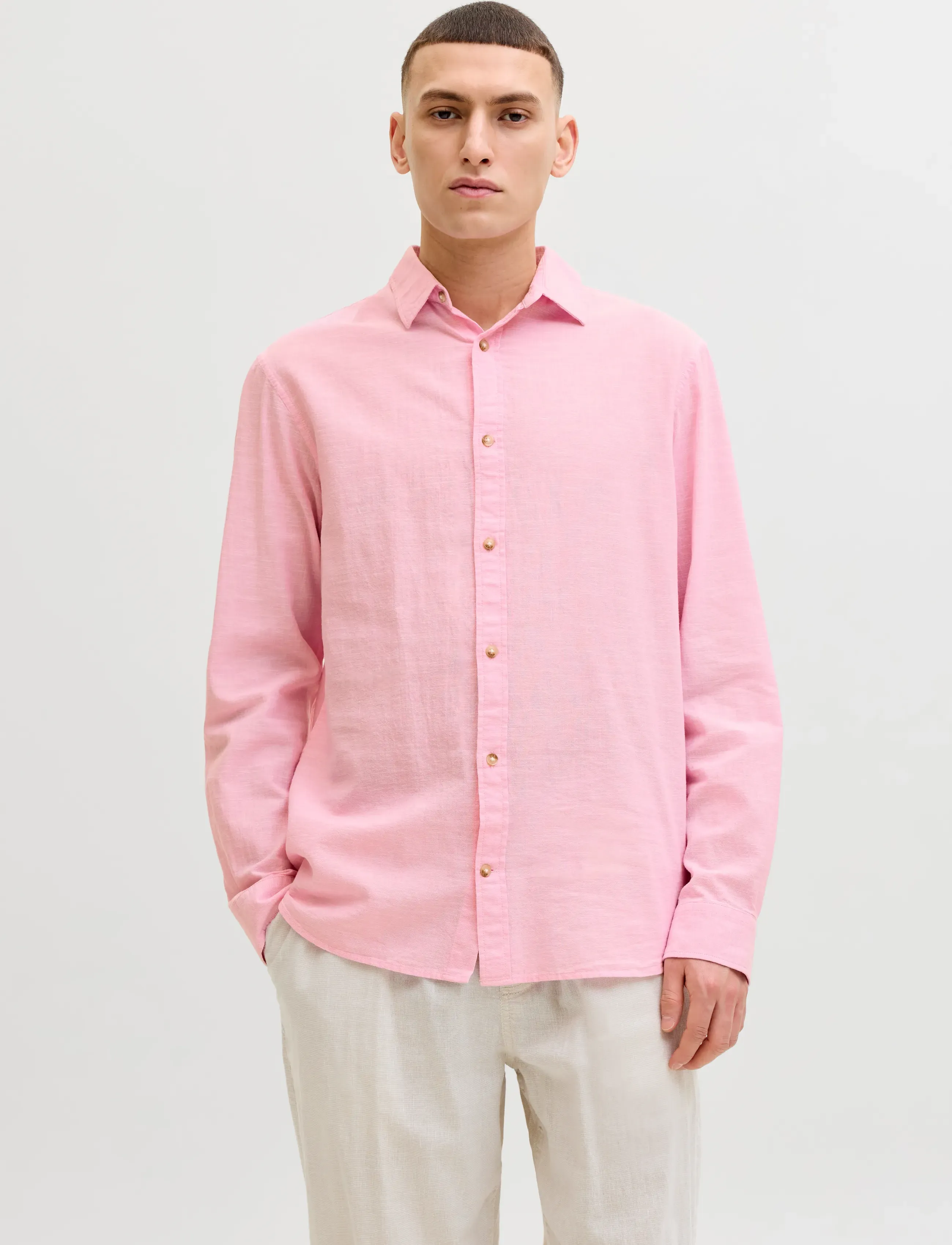 Jack & Jones JJESUMMER LINEN BLEND SHIRT L/S SN - Skjorter - PRISM PINK / pink/rose