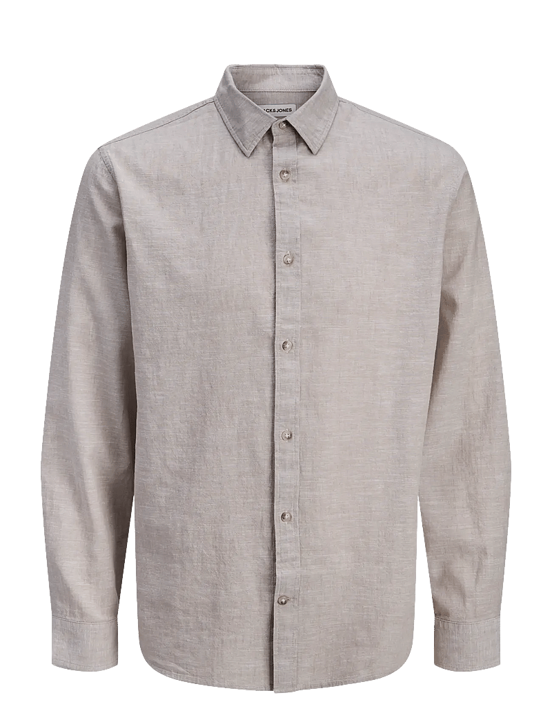 Jack & Jones - JJESUMMER LINEN BLEND SHIRT L/S SN - linneskjortor - string - 1