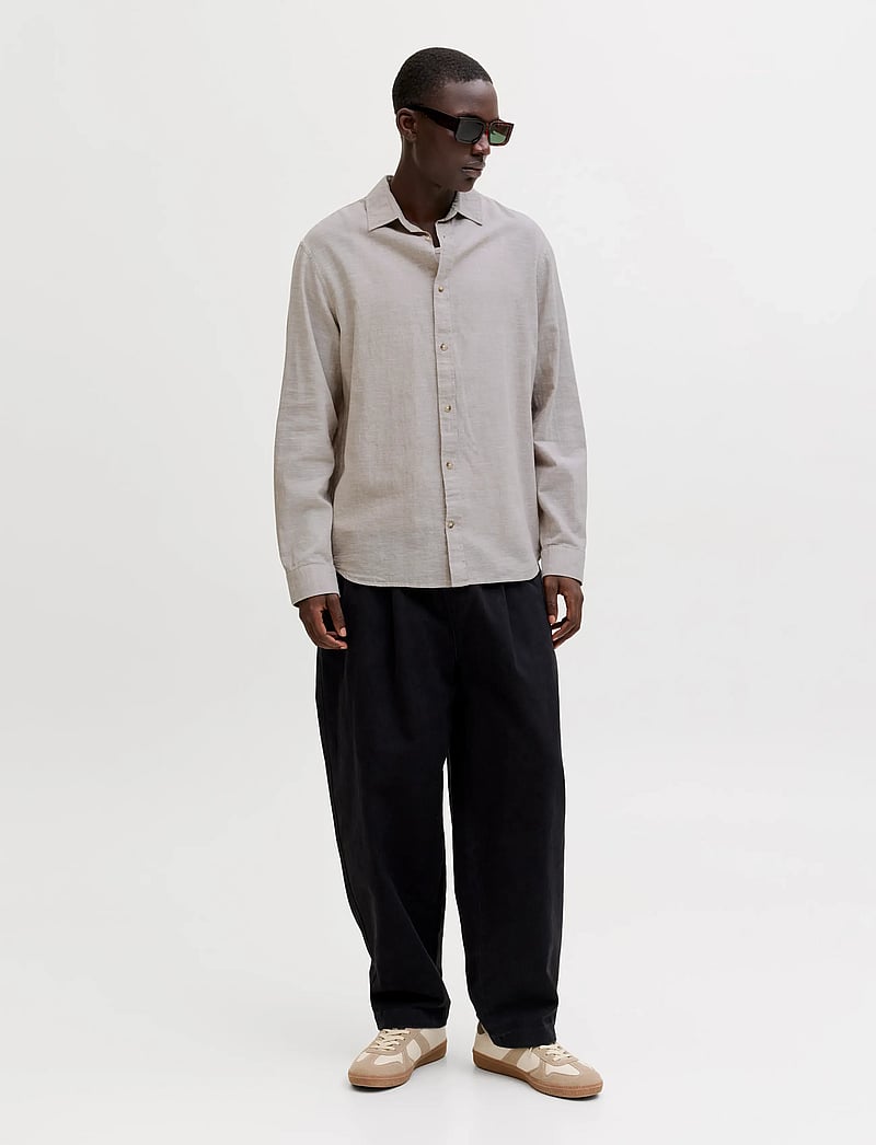Jack & Jones - JJESUMMER LINEN BLEND SHIRT L/S SN - linneskjortor - string - 3
