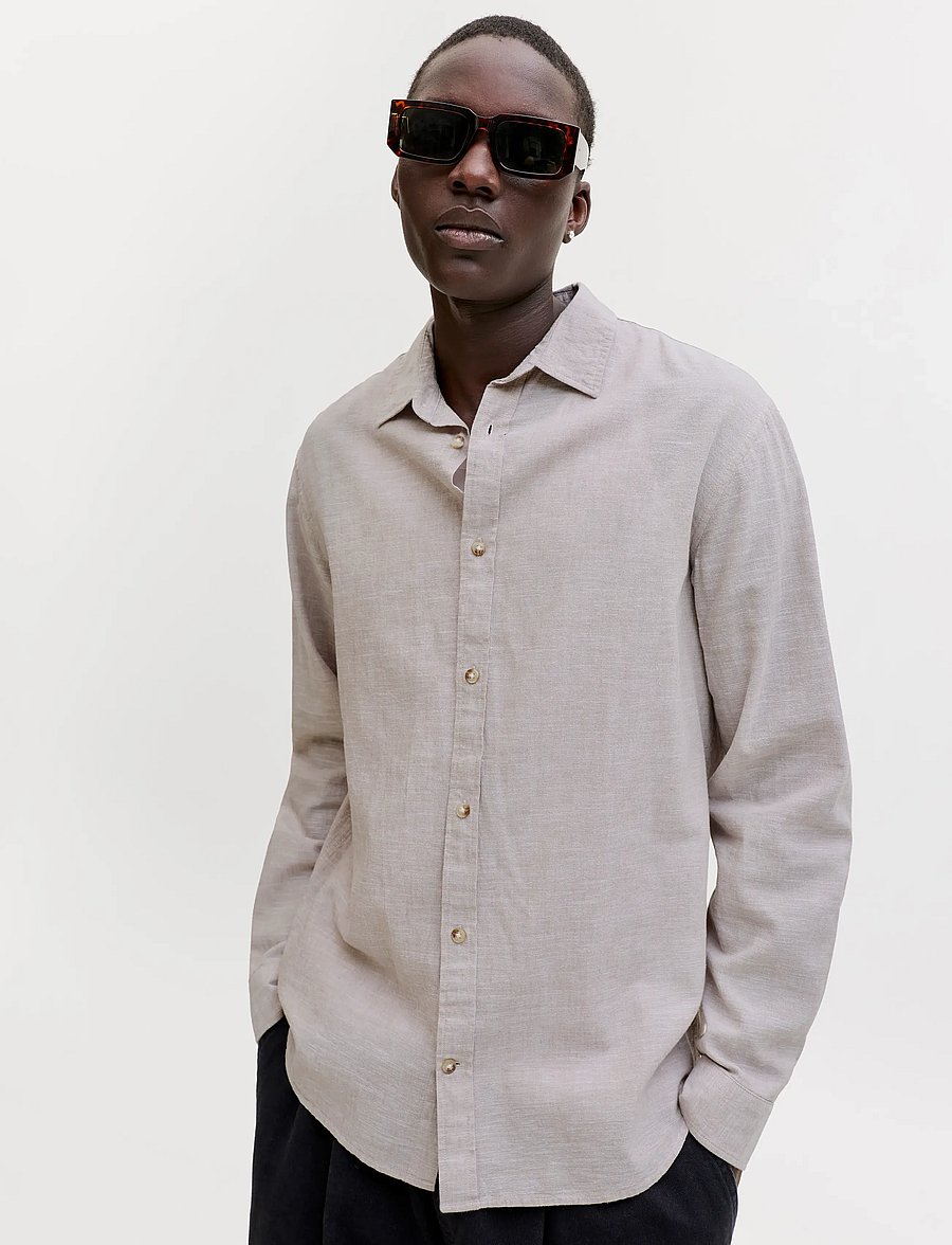 Jack & Jones - JJESUMMER LINEN BLEND SHIRT L/S SN - leinenhemden - string - 4