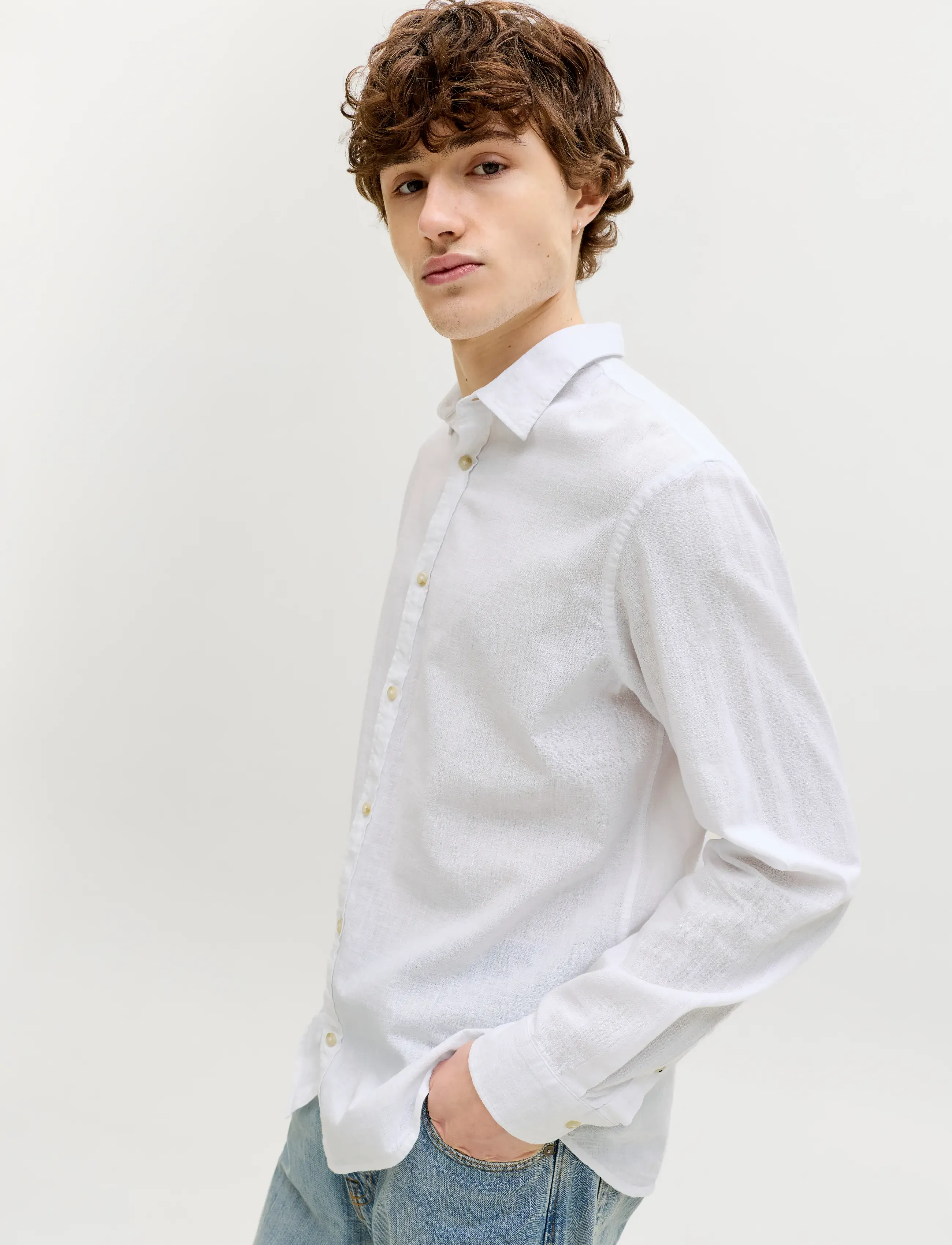 Jack & Jones - JJESUMMER LINEN BLEND SHIRT L/S SN - linen shirts - white - 5