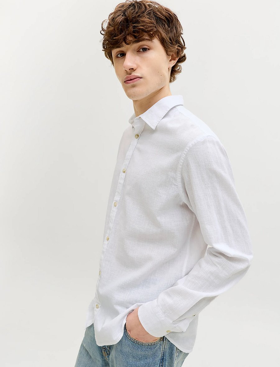 Jack & Jones - JJESUMMER LINEN BLEND SHIRT L/S SN - leinenhemden - white - 5