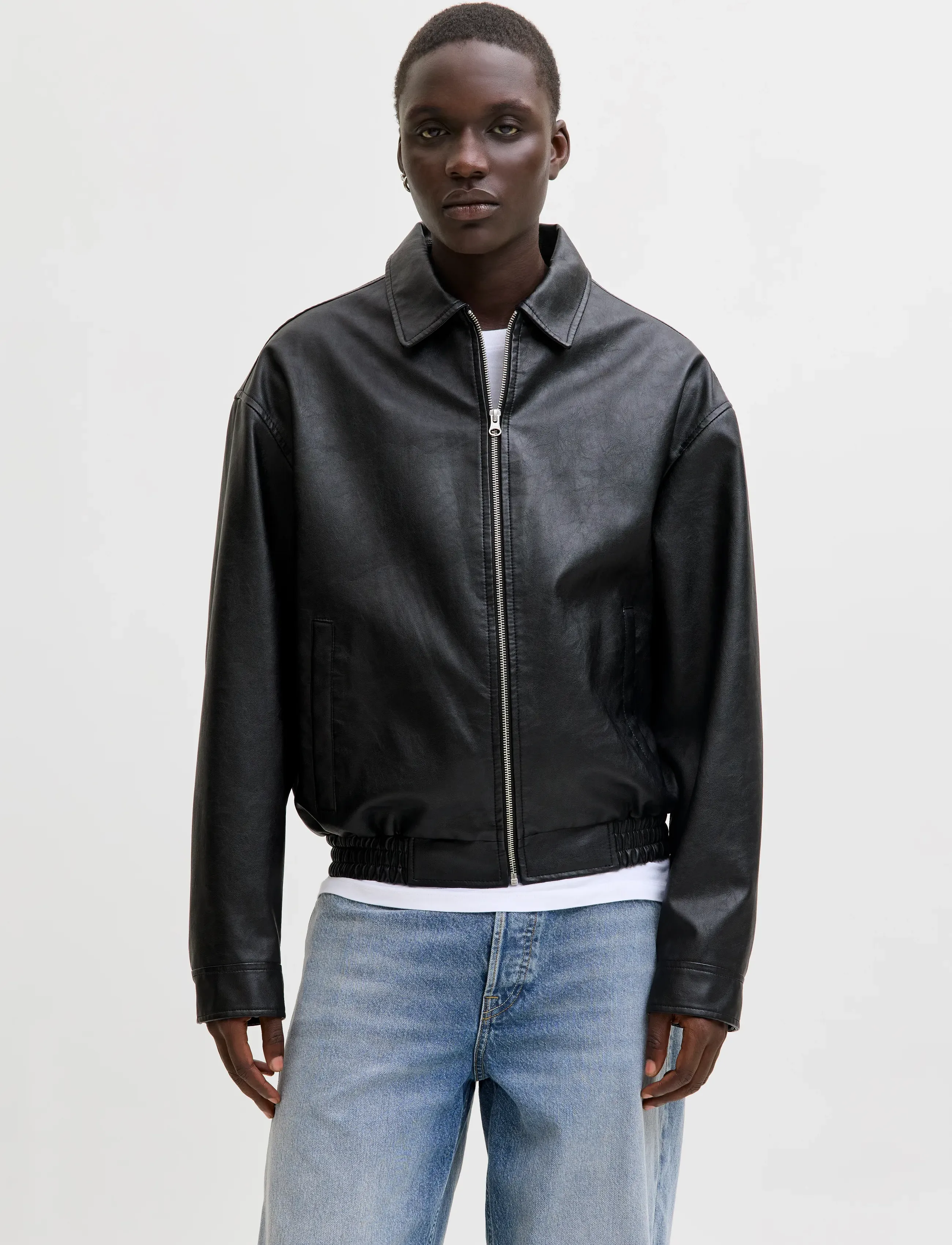 Jack & Jones Jjleon Pu Bomber, Mænd, Bomberjakke, Sort, Str: XXL