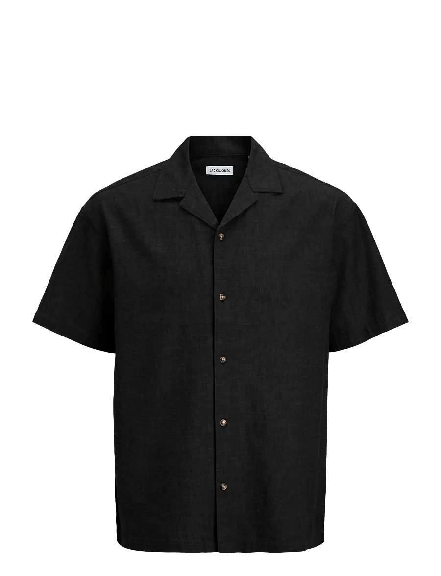 Jack & Jones - JJESUMMER LINEN BLEND RESORT SHIRT SS SN - linen shirts - black - 1
