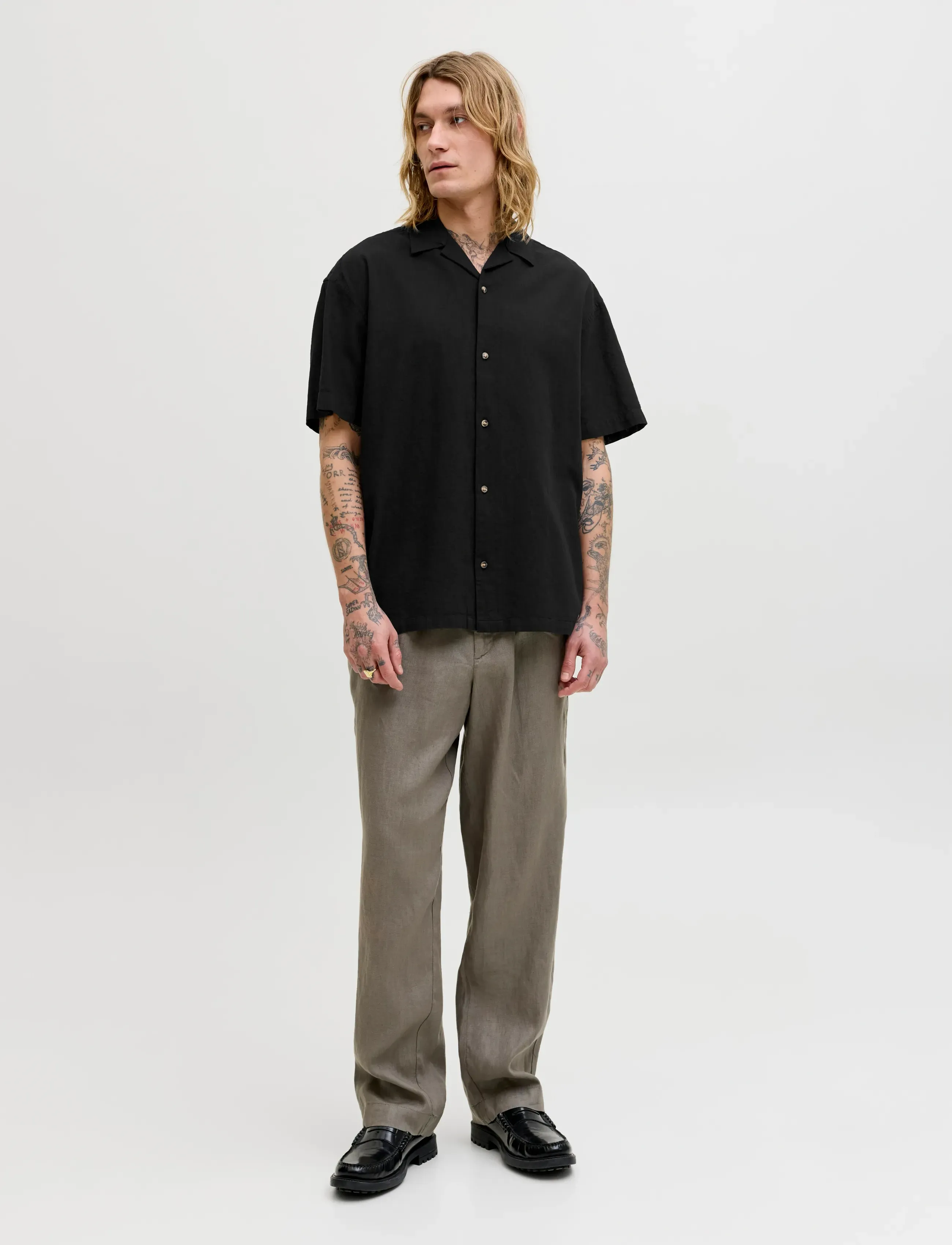 Jack & Jones - JJESUMMER LINEN BLEND RESORT SHIRT SS SN - leinenhemden - black - 3