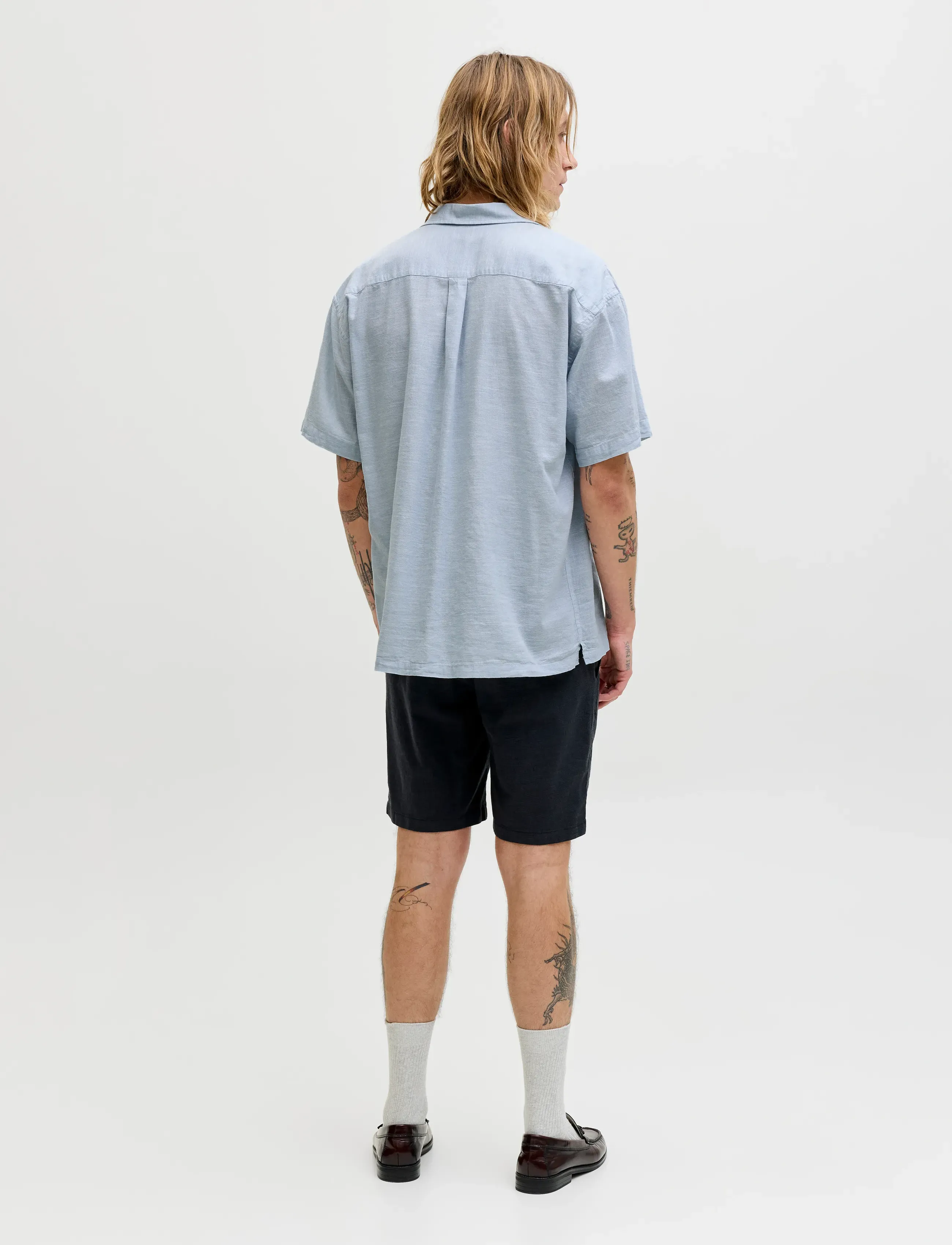 Jack & Jones - JJESUMMER LINEN BLEND RESORT SHIRT SS SN - hørskjorter - celestial blue - 3