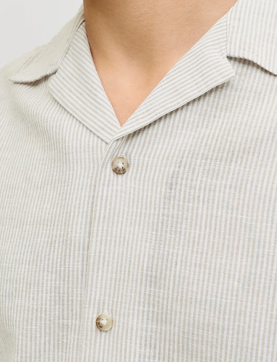 Jack & Jones - JJESUMMER LINEN BLEND RESORT SHIRT SS SN - linen shirts - crockery - 4