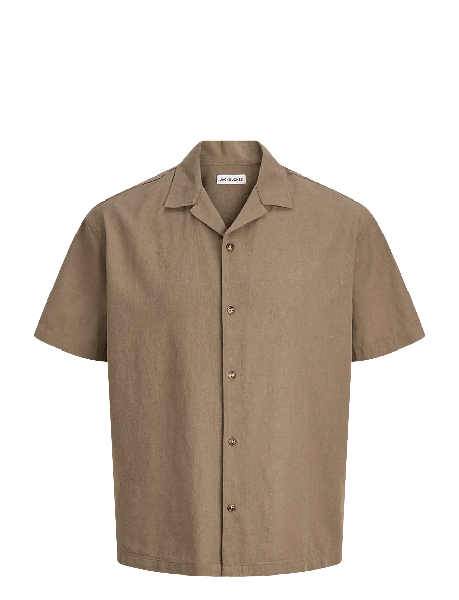 Jack & Jones - JJESUMMER LINEN BLEND RESORT SHIRT SS SN - pellavakauluspaidat - falcon - 1