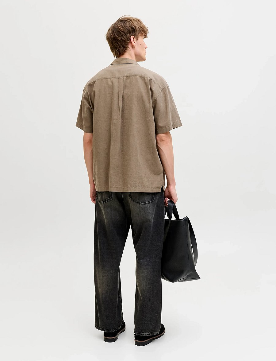 Jack & Jones - JJESUMMER LINEN BLEND RESORT SHIRT SS SN - pellavakauluspaidat - falcon - 2