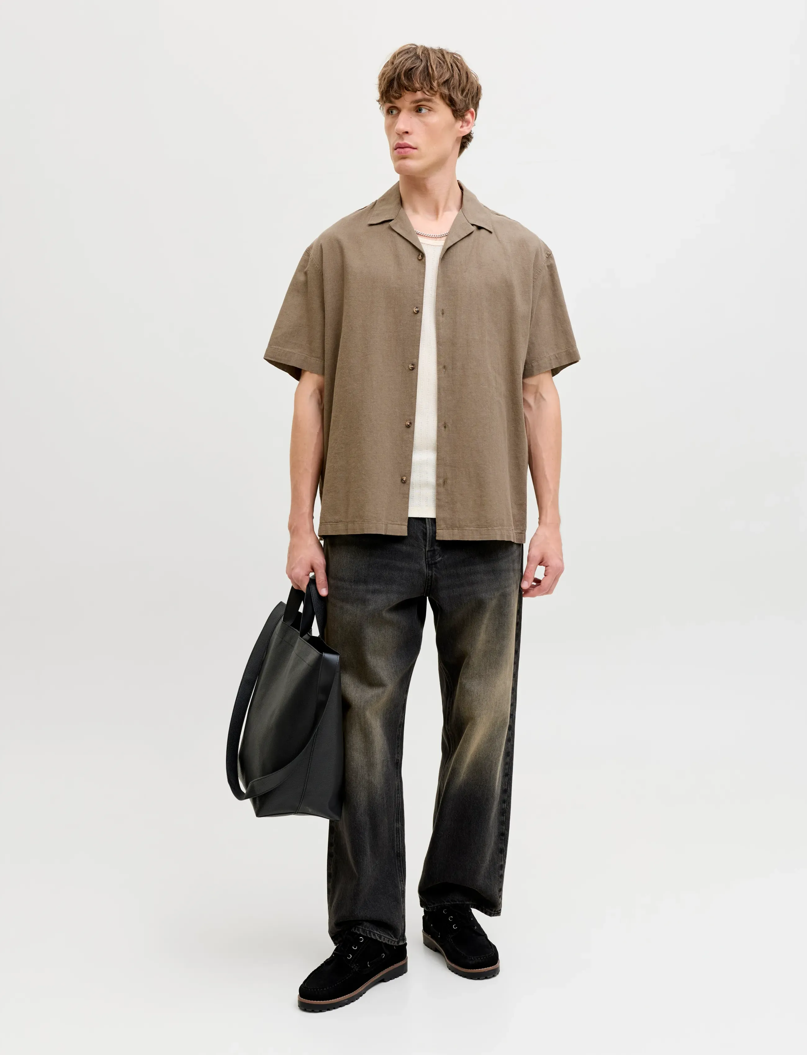 Jack & Jones - JJESUMMER LINEN BLEND RESORT SHIRT SS SN - linen shirts - falcon - 3