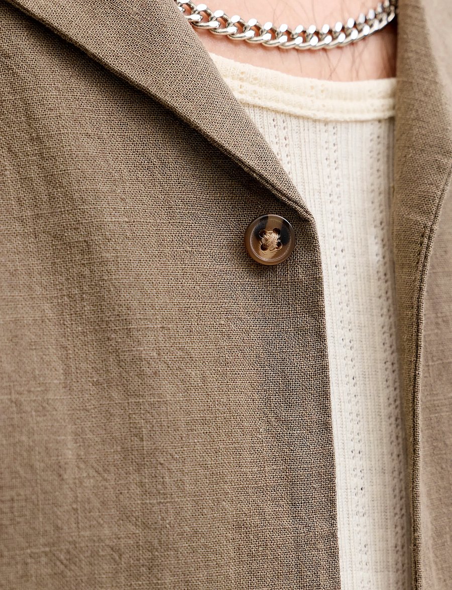 Jack & Jones - JJESUMMER LINEN BLEND RESORT SHIRT SS SN - pellavakauluspaidat - falcon - 4