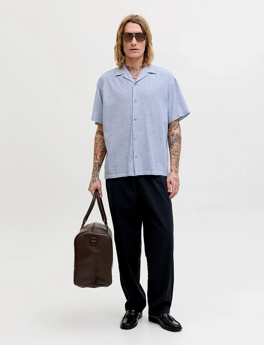 Jack & Jones - JJESUMMER LINEN BLEND RESORT SHIRT SS SN - linneskjortor - infinity - 3