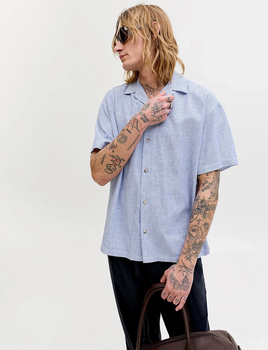 Jack & Jones - JJESUMMER LINEN BLEND RESORT SHIRT SS SN - linneskjortor - infinity - 5