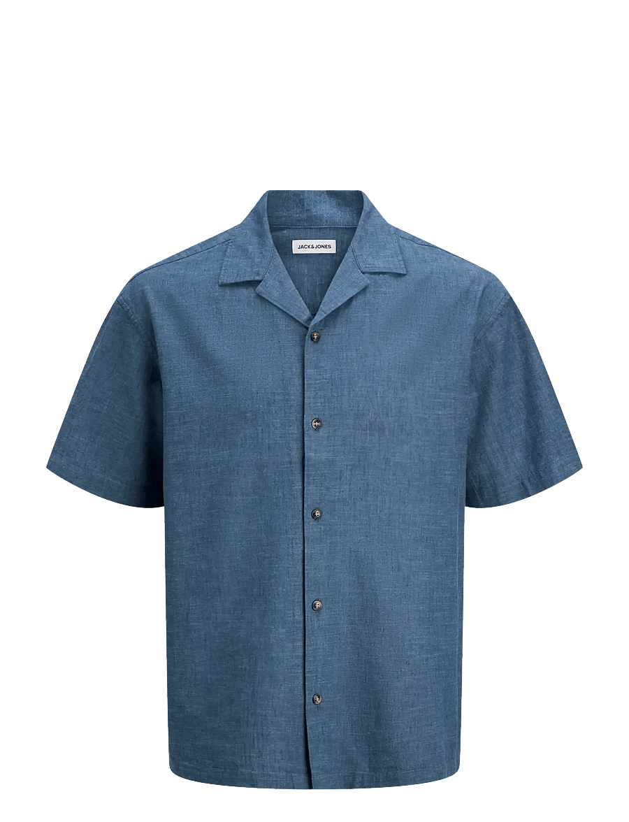 Jack & Jones - JJESUMMER LINEN BLEND RESORT SHIRT SS SN - linen shirts - navy blazer - 1