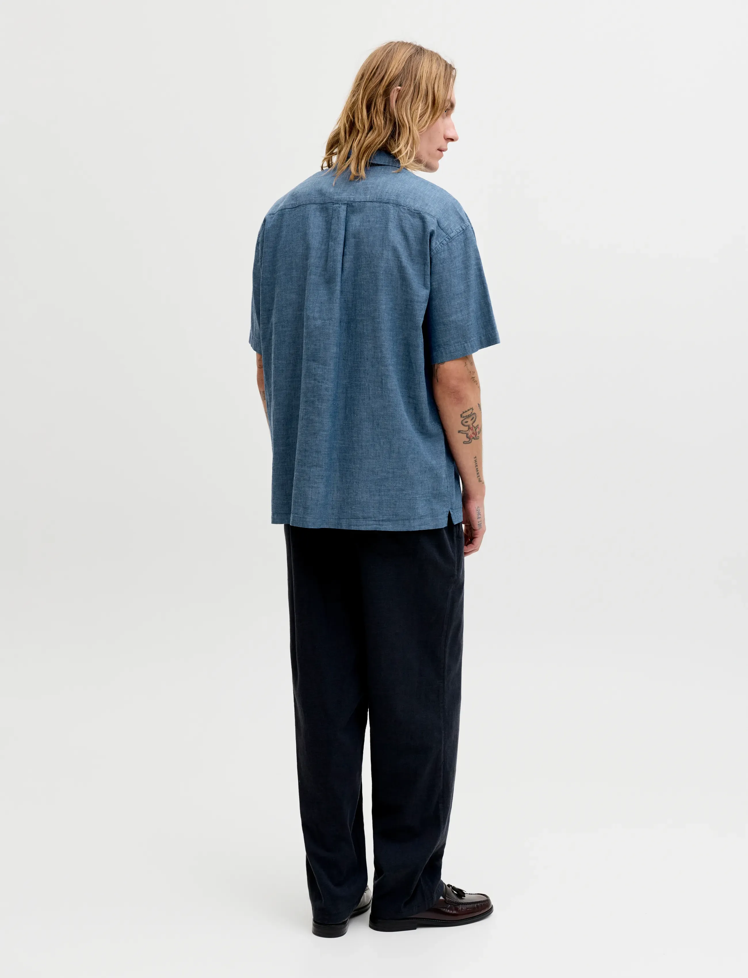 Jack & Jones - JJESUMMER LINEN BLEND RESORT SHIRT SS SN - chemises de lin - navy blazer - 2