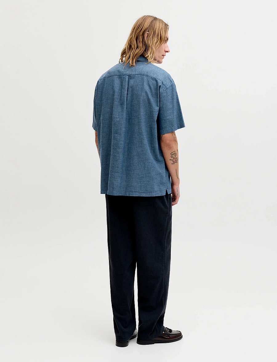 Jack & Jones - JJESUMMER LINEN BLEND RESORT SHIRT SS SN - linen shirts - navy blazer - 2