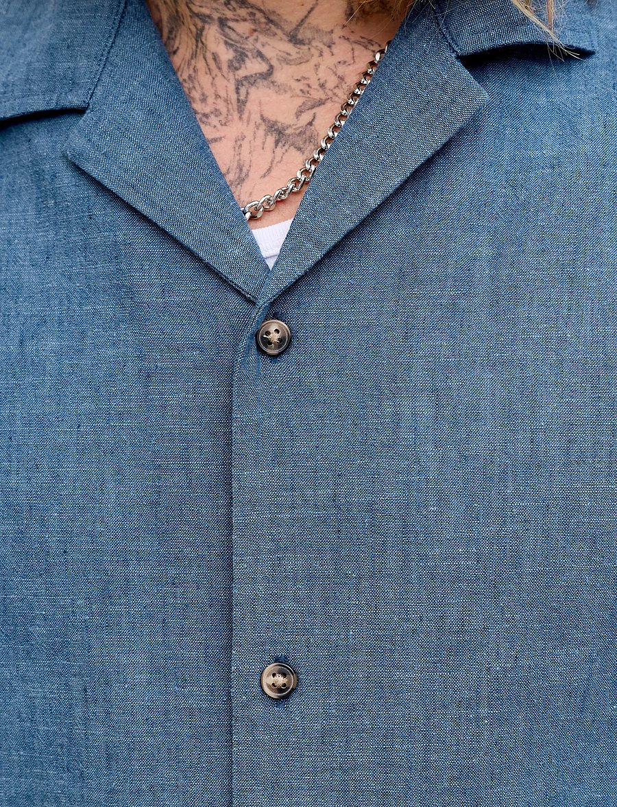 Jack & Jones - JJESUMMER LINEN BLEND RESORT SHIRT SS SN - linen shirts - navy blazer - 4