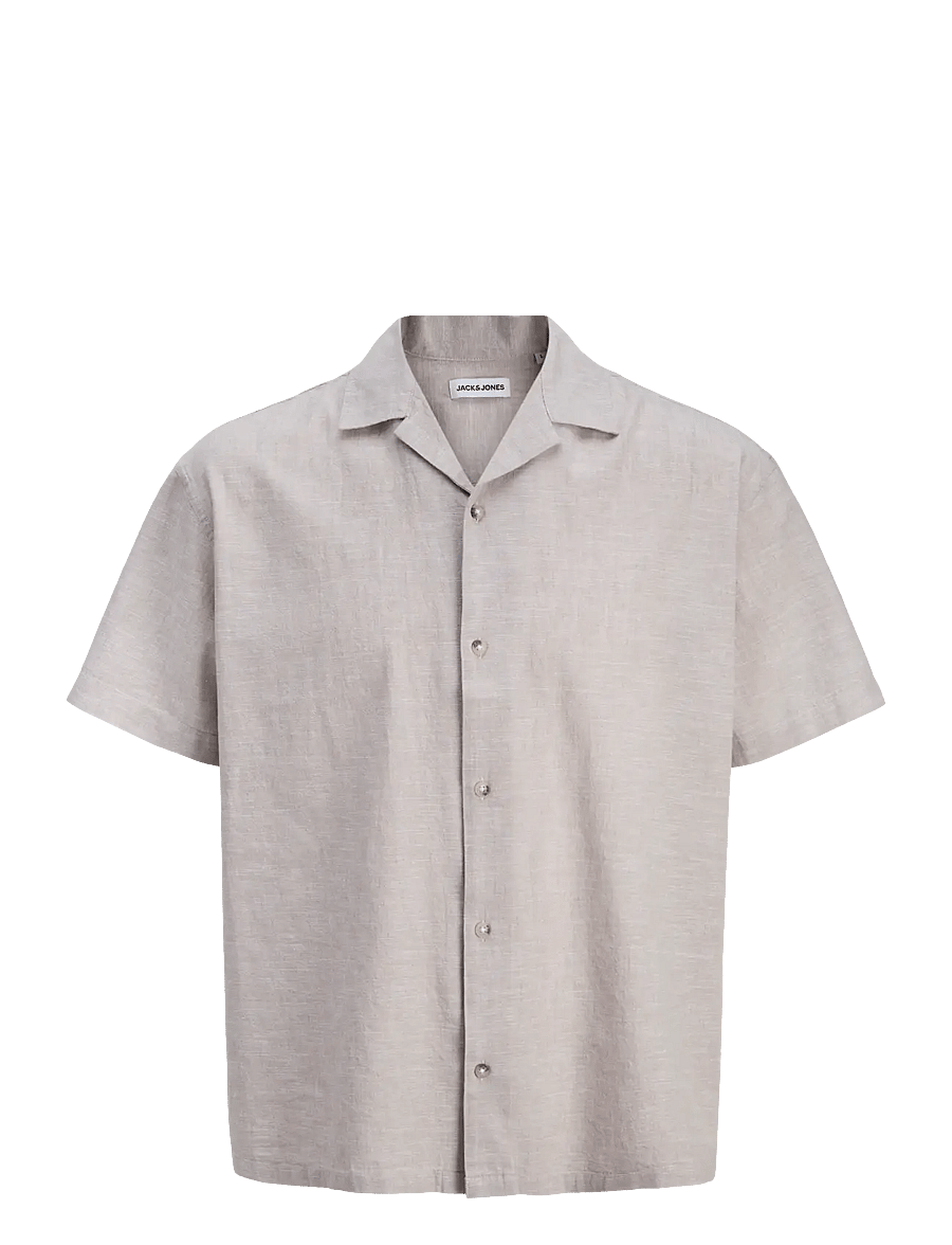 Jack & Jones - JJESUMMER LINEN BLEND RESORT SHIRT SS SN - hørskjorter - string - 1