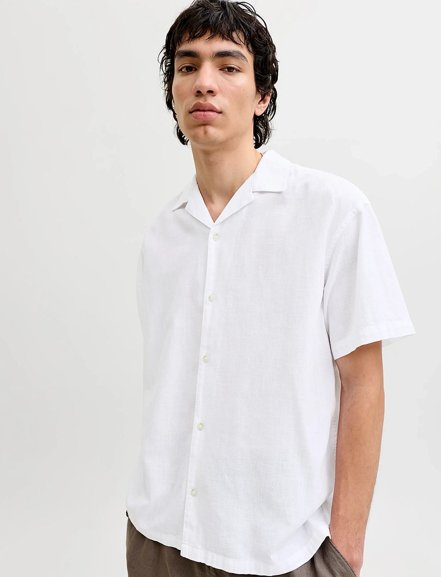 Jack & Jones - JJESUMMER LINEN BLEND RESORT SHIRT SS SN - leinenhemden - white - 5