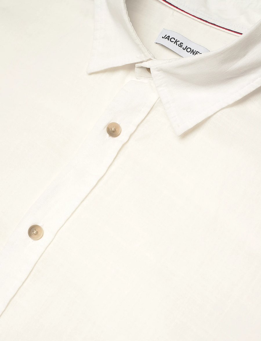 Jack & Jones - JJHENRY SLUB SHIRT SS - lühikeste varrukatega särgid - bright white - 3