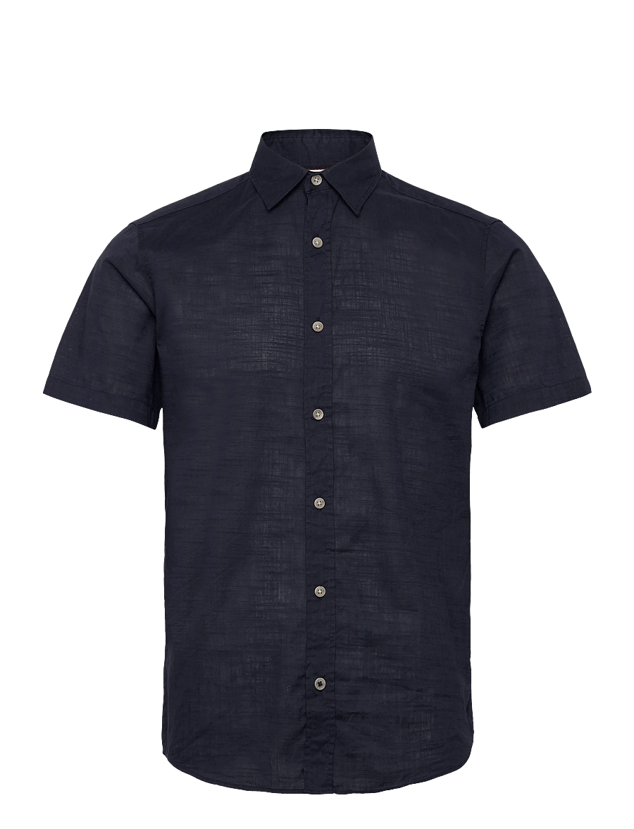 Jack & Jones - JJHENRY SLUB SHIRT SS - kurzarmhemden - navy blazer - 0