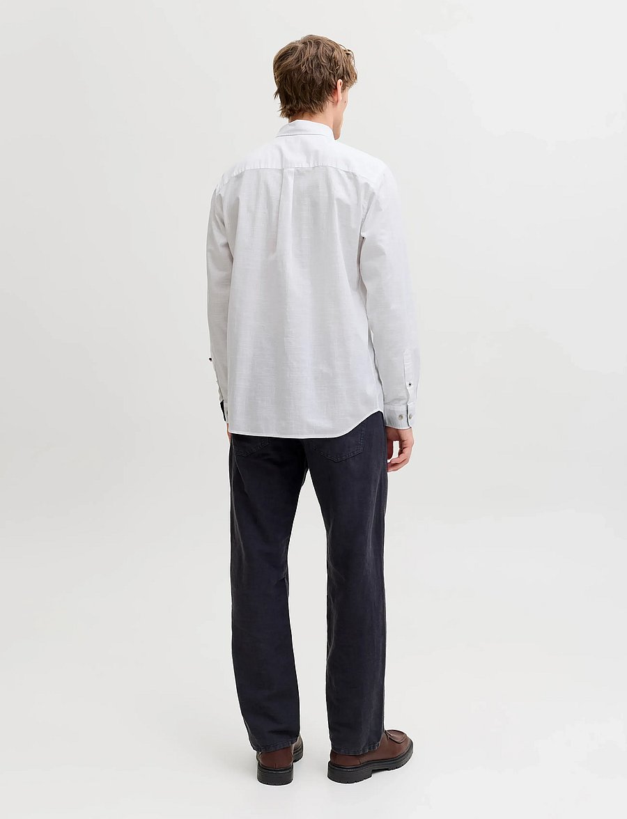 Jack & Jones - JJHENRY SLUB DETAIL SHIRT LS - casual skjortor - bright white - 3