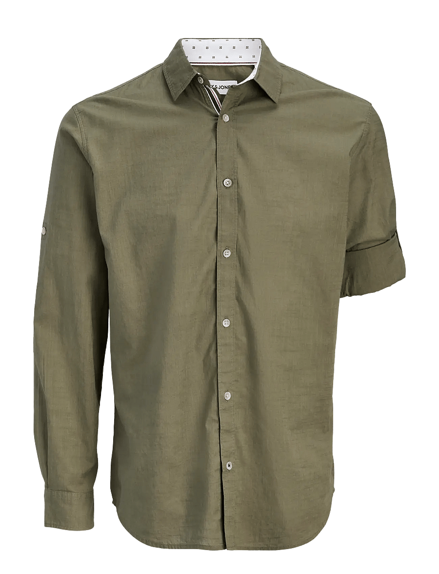 Jack & Jones - JJHENRY SLUB DETAIL SHIRT LS - casual skjorter - dusty olive - 1