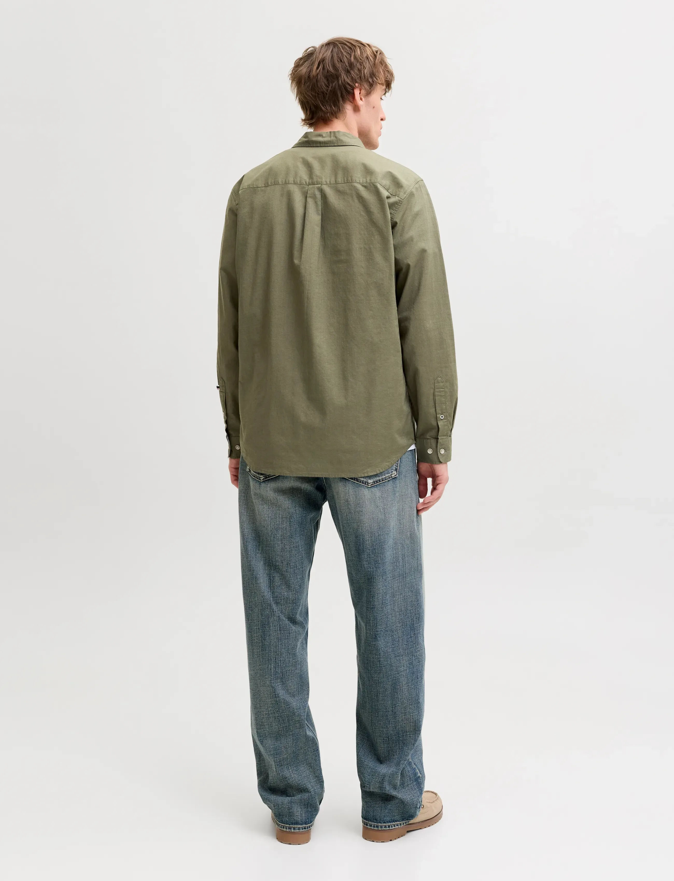Jack & Jones - JJHENRY SLUB DETAIL SHIRT LS - casual skjorter - dusty olive - 3