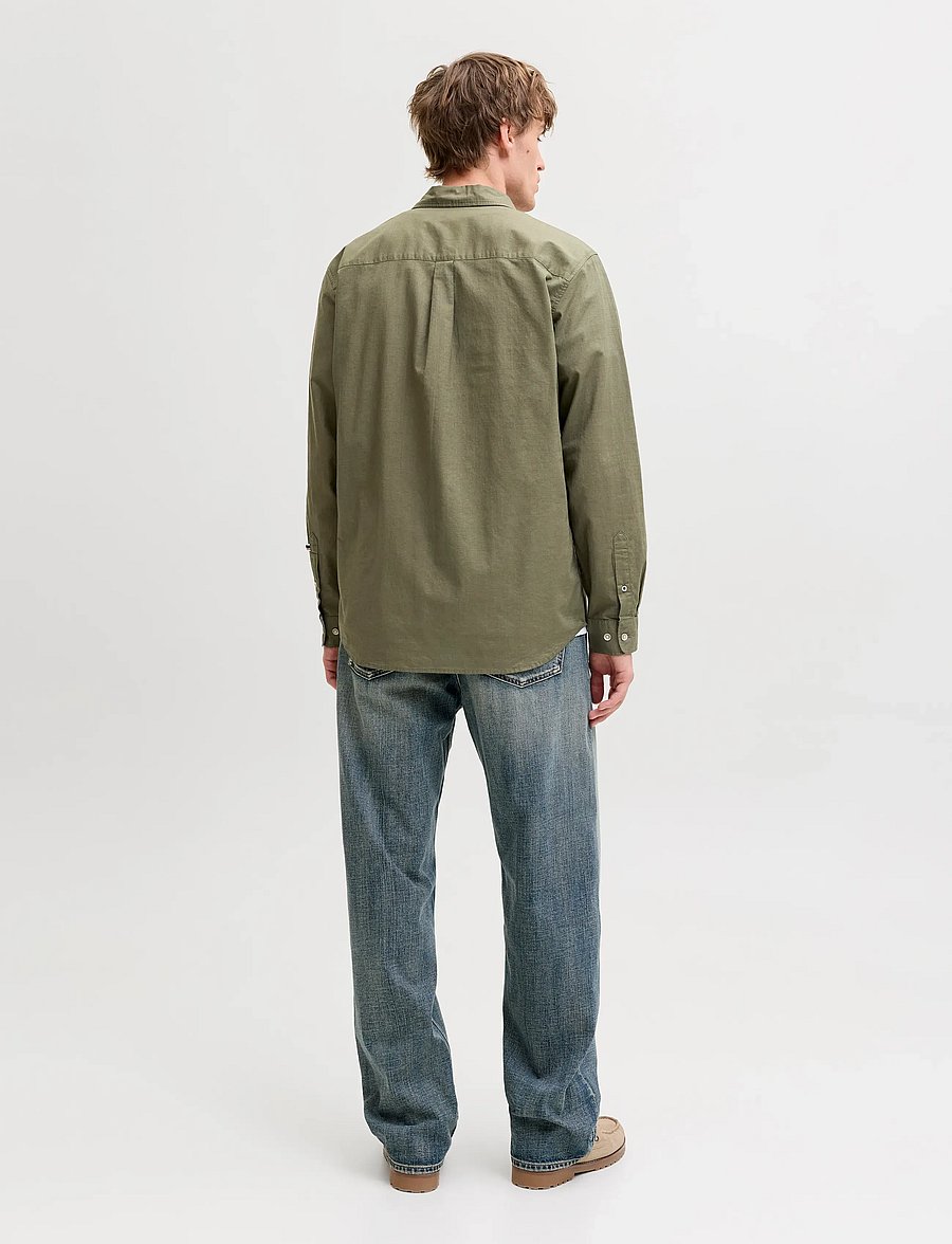 Jack & Jones - JJHENRY SLUB DETAIL SHIRT LS - casual skjorter - dusty olive - 3