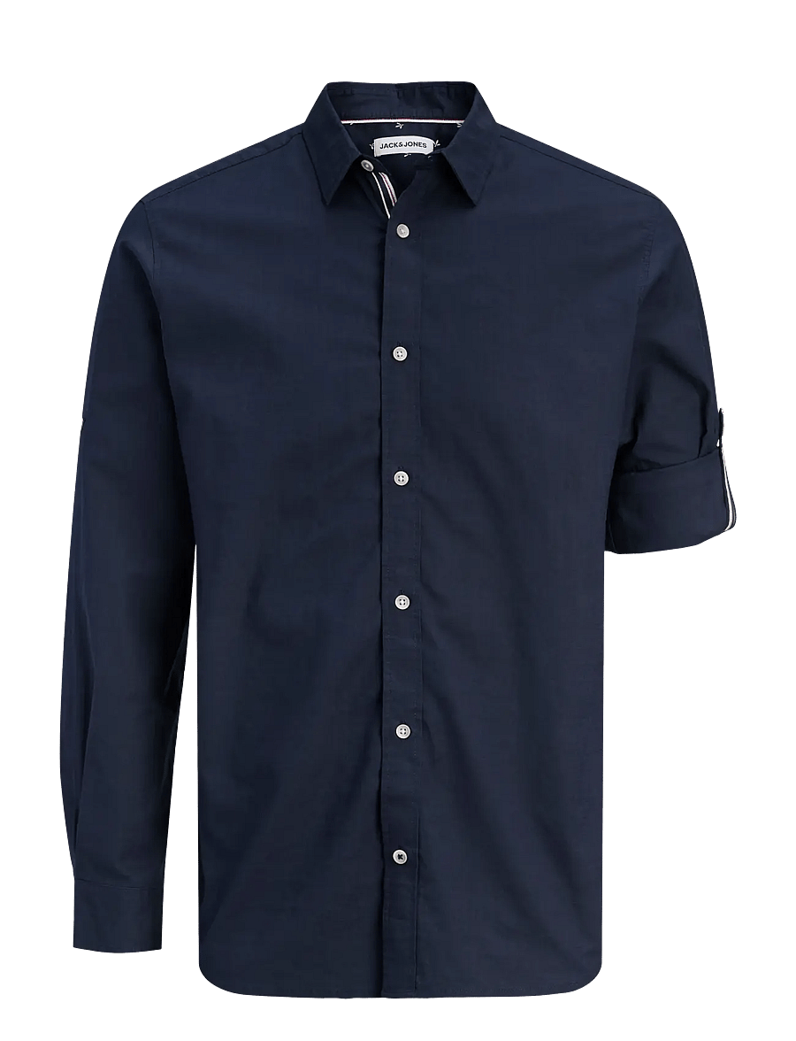 Jack & Jones - JJHENRY SLUB DETAIL SHIRT LS - casual skjortor - navy blazer - 1