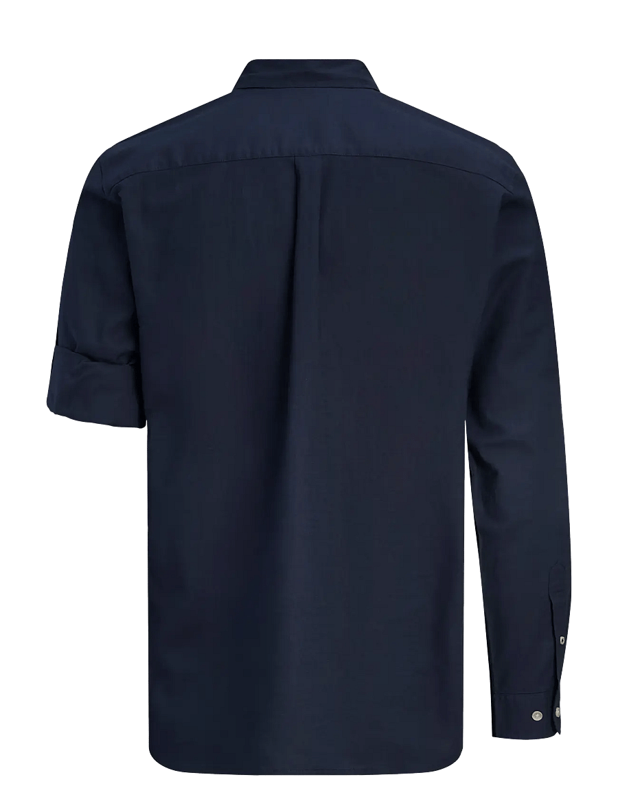Jack & Jones - JJHENRY SLUB DETAIL SHIRT LS - casual skjortor - navy blazer - 2