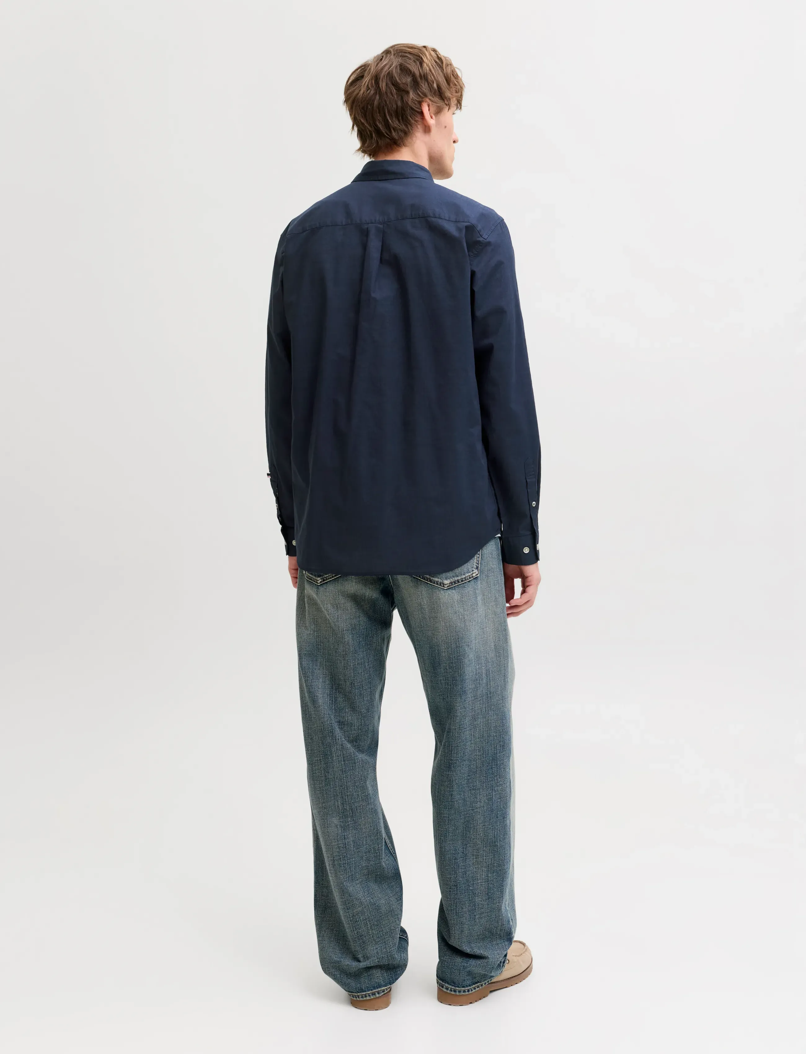 Jack & Jones - JJHENRY SLUB DETAIL SHIRT LS - casual skjortor - navy blazer - 3