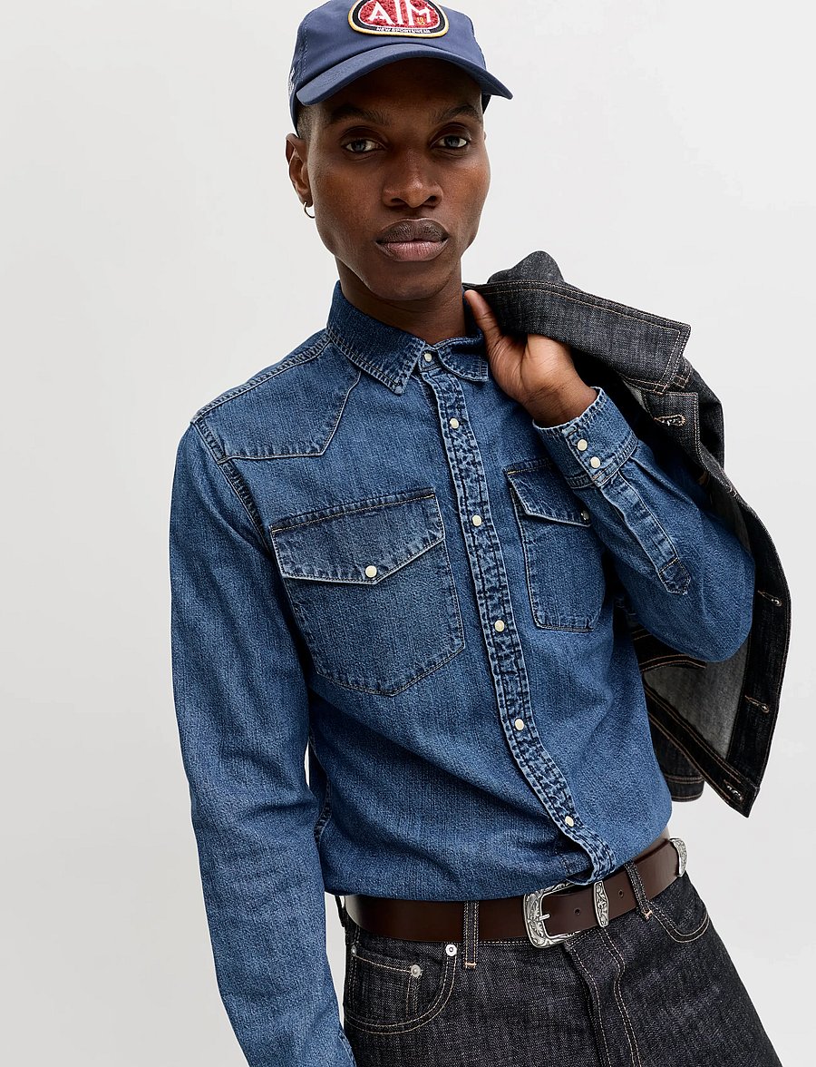 Jack & Jones - JJEWESTERN JJSHIRT AT 187 NOOS - farkkupaidat - blue denim - 5