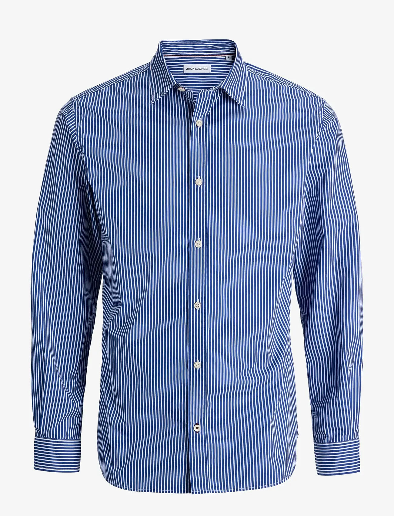 Jack & Jones - JJMATHEO DETAIL PRINT SHIRT LS - randiga skjortor - medieval blue - 0