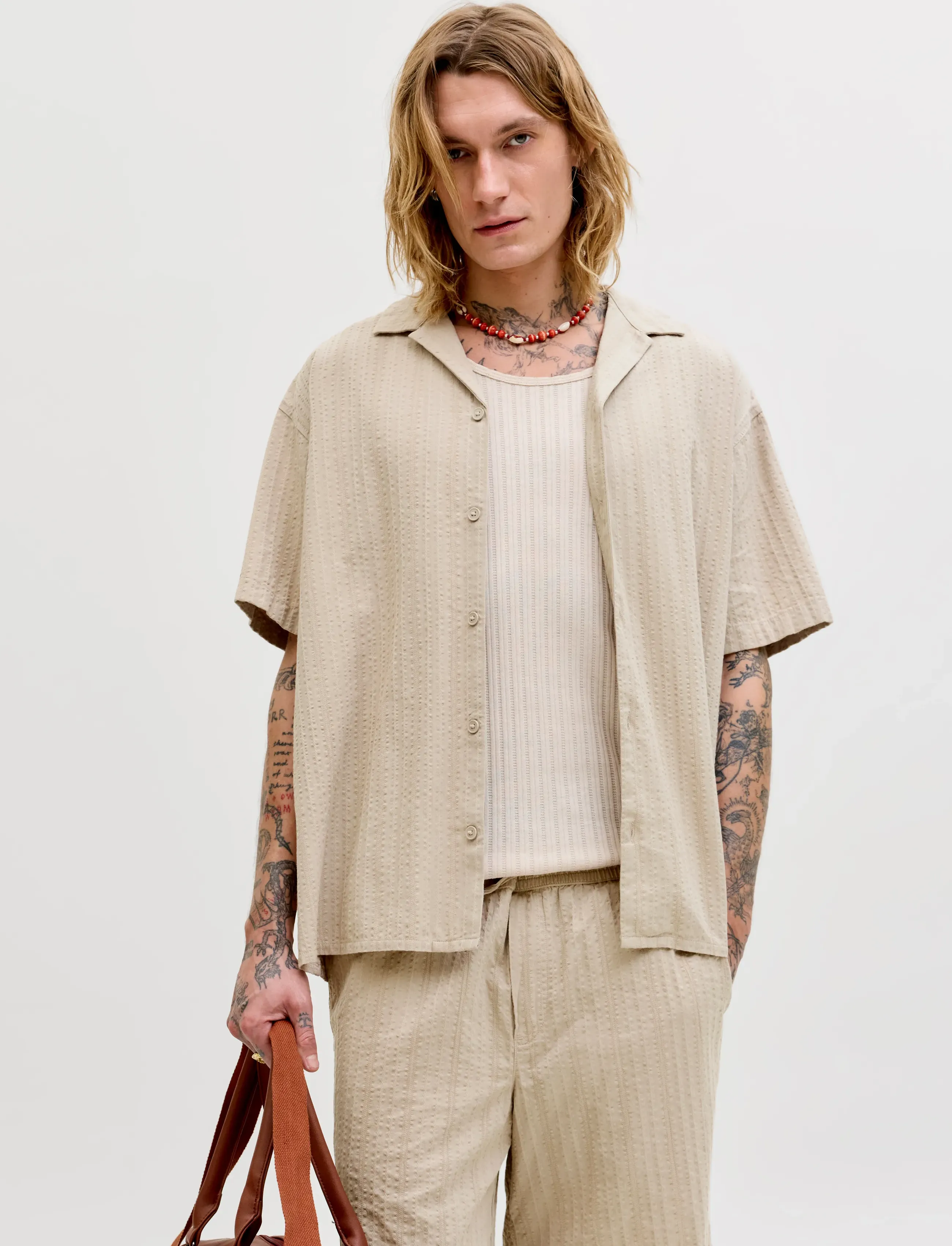 Jack & Jones Jjetyson Resort Shirt Ss Sn, M, Beige, Skjorter > Kortærmede Shirts, Herre