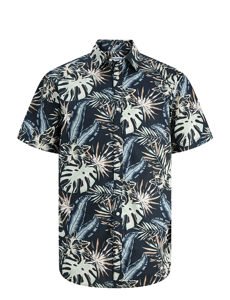 Jack & Jones - JJHONOLULU AOP SHIRT SS - kurzarmhemden - black - 1