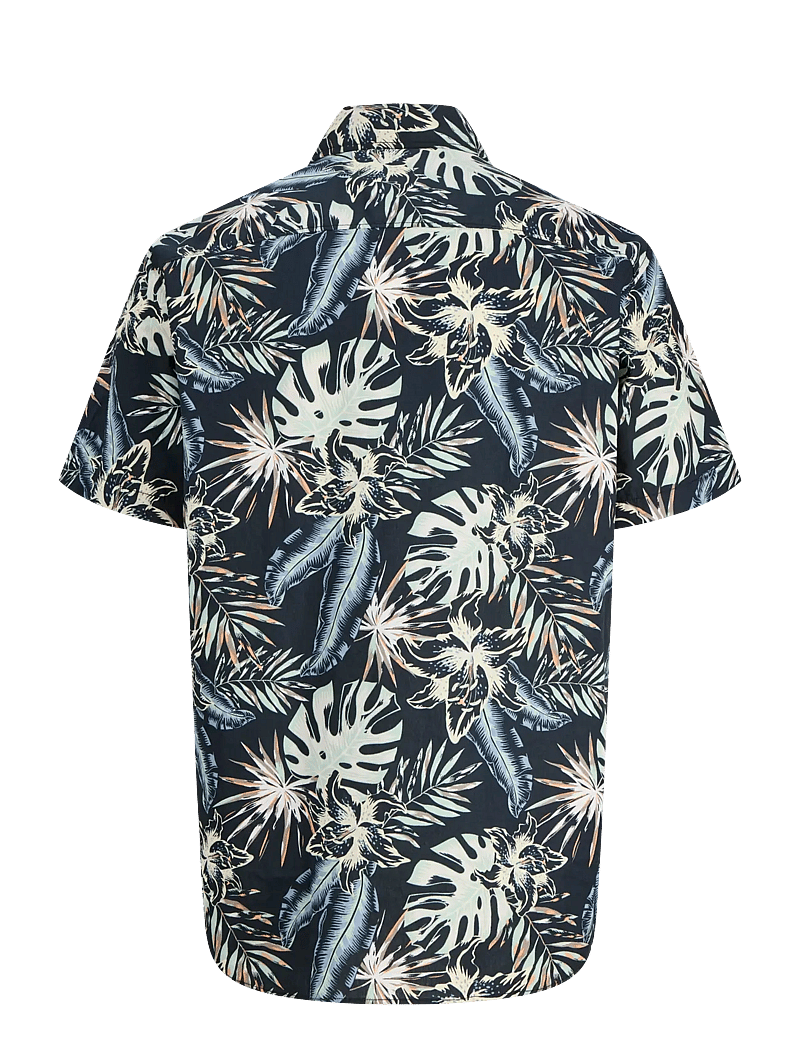 Jack & Jones - JJHONOLULU AOP SHIRT SS - kurzarmhemden - black - 2