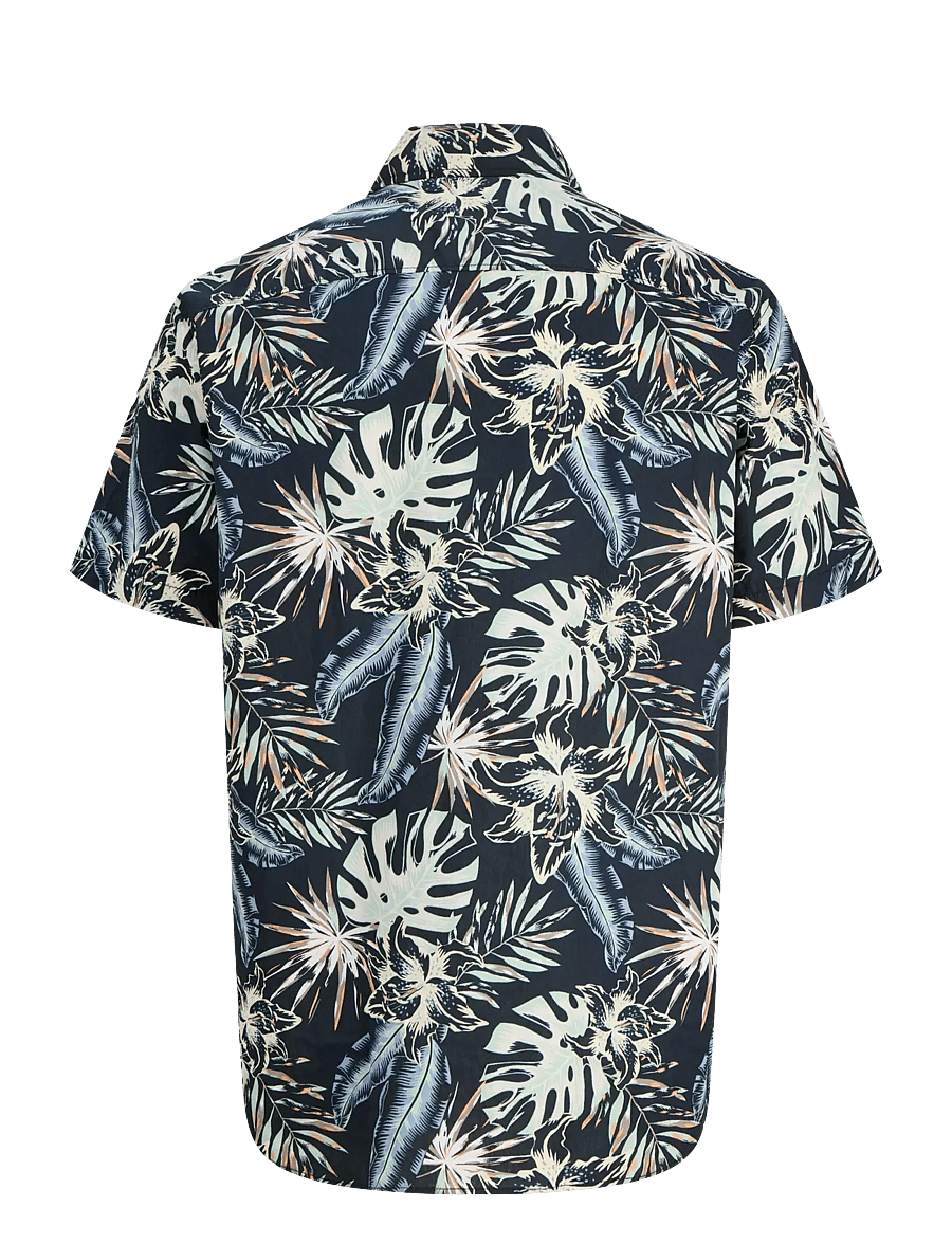Jack & Jones - JJHONOLULU AOP SHIRT SS - lühikeste varrukatega särgid - black - 2