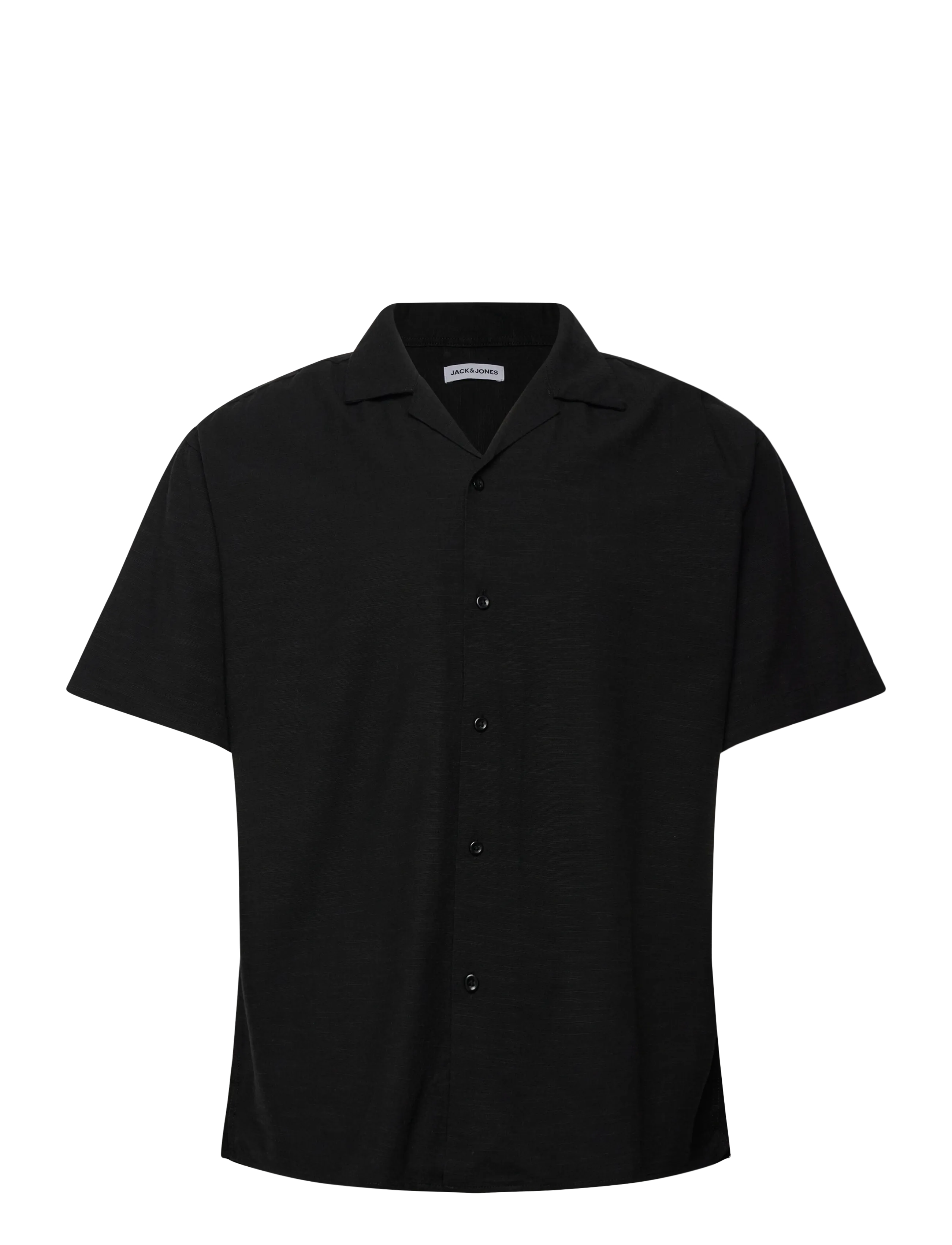 Jack & Jones Jjalfredo Slub Resort Shirt Ss, Mænd, Kortærmet Resort Skjorte, Sort, Str: XL