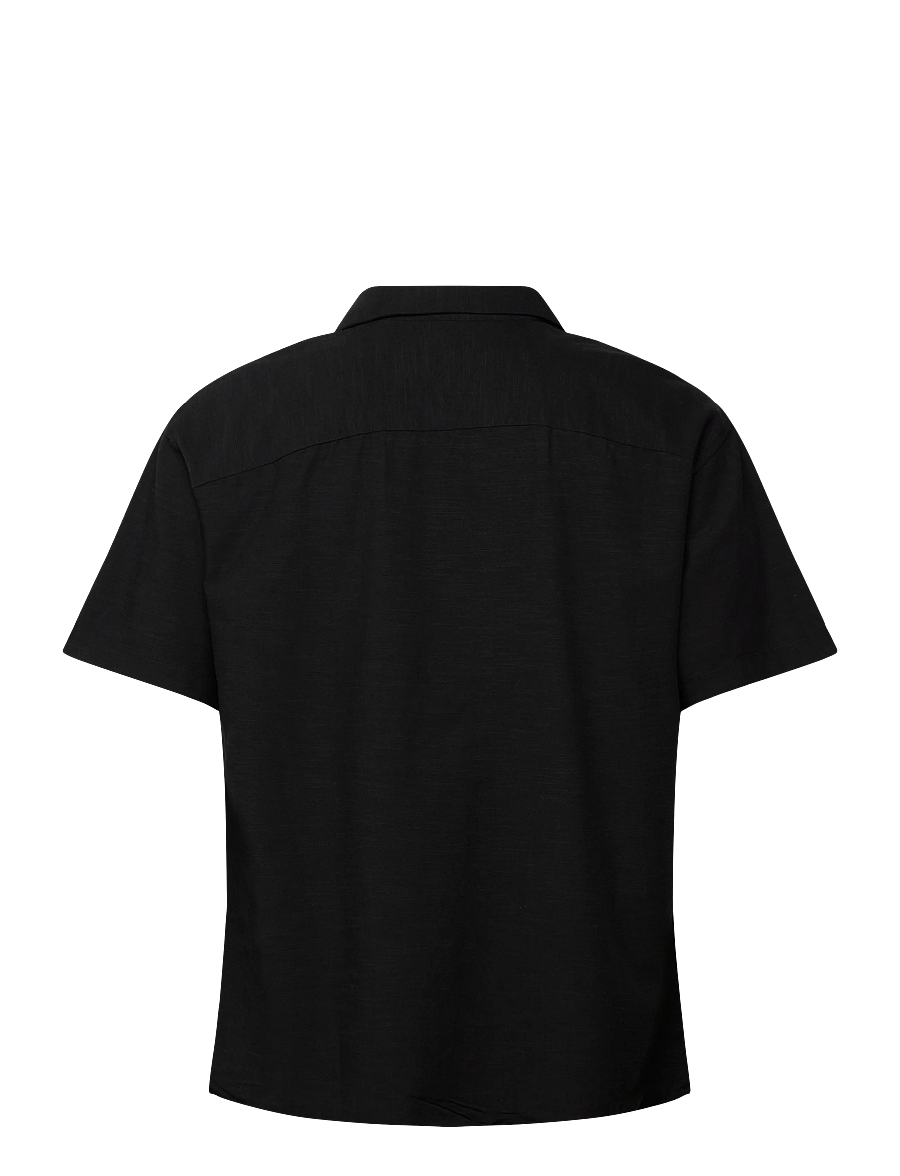 Jack & Jones - JJALFREDO SLUB RESORT SHIRT SS - mønstrede skjorter - black - 1