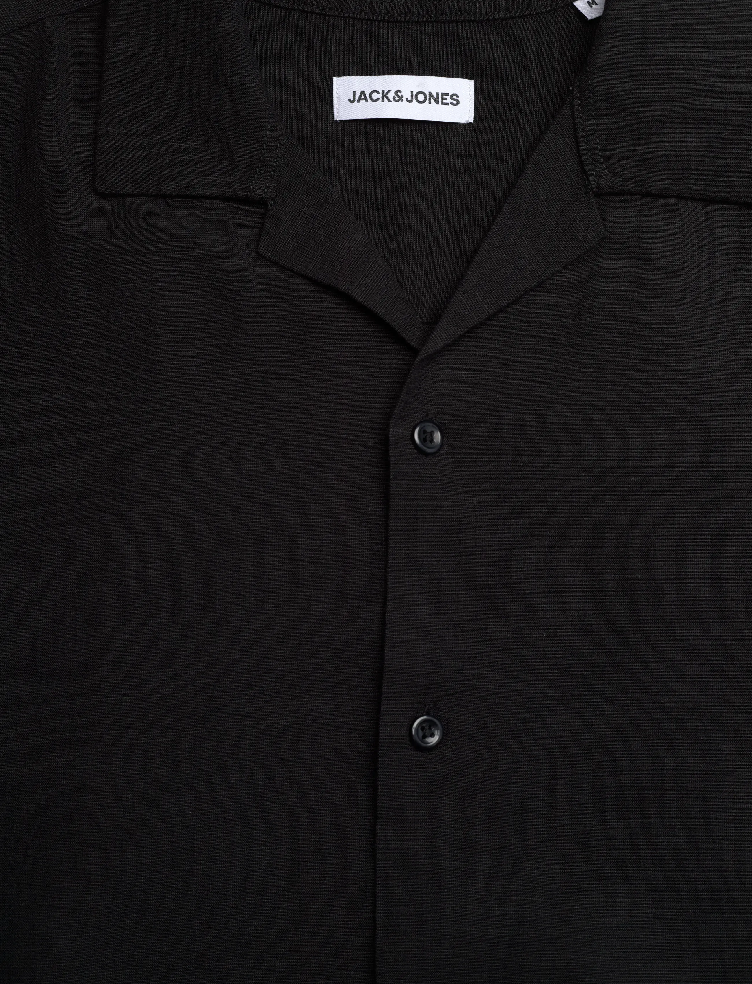 Jack & Jones - JJALFREDO SLUB RESORT SHIRT SS - mønstrede skjorter - black - 2
