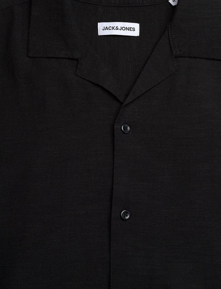 Jack & Jones - JJALFREDO SLUB RESORT SHIRT SS - mønstrede skjorter - black - 2