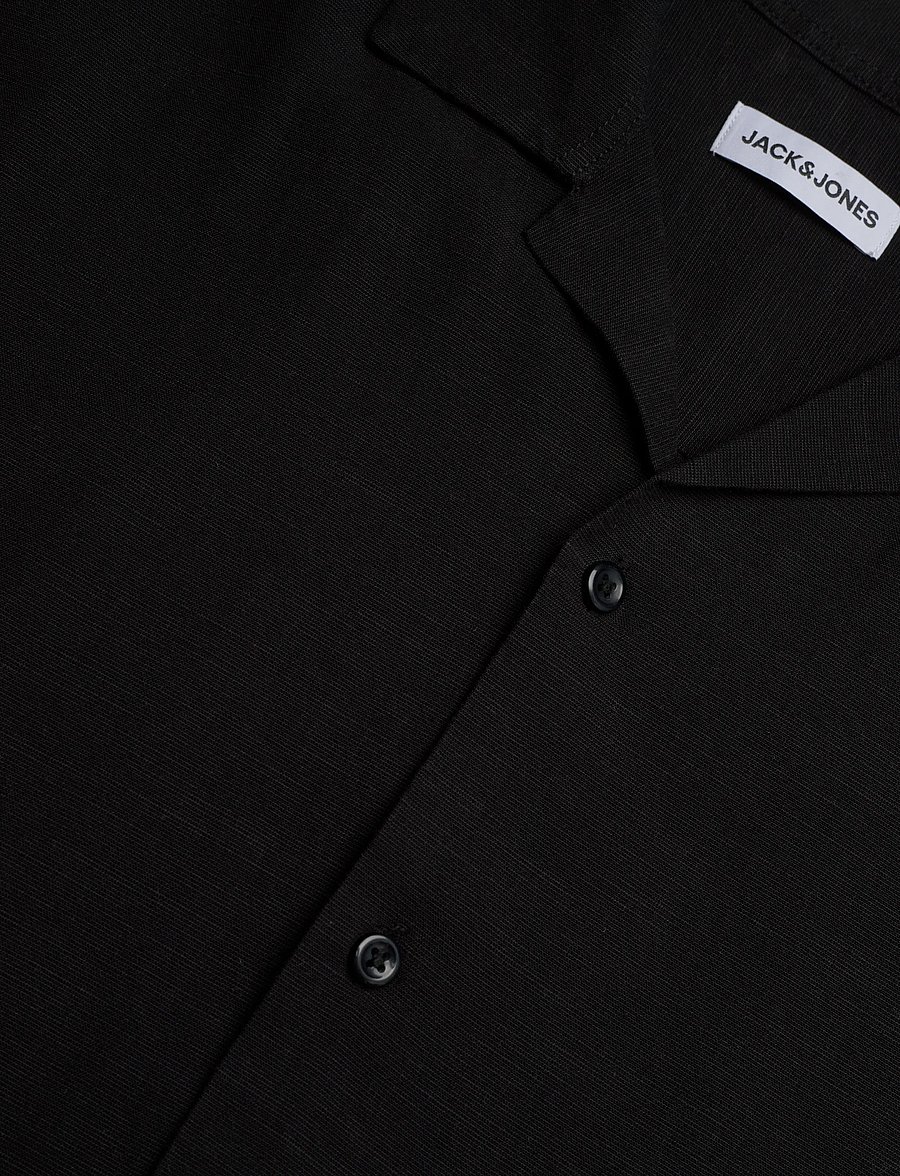 Jack & Jones - JJALFREDO SLUB RESORT SHIRT SS - mønstrede skjorter - black - 3