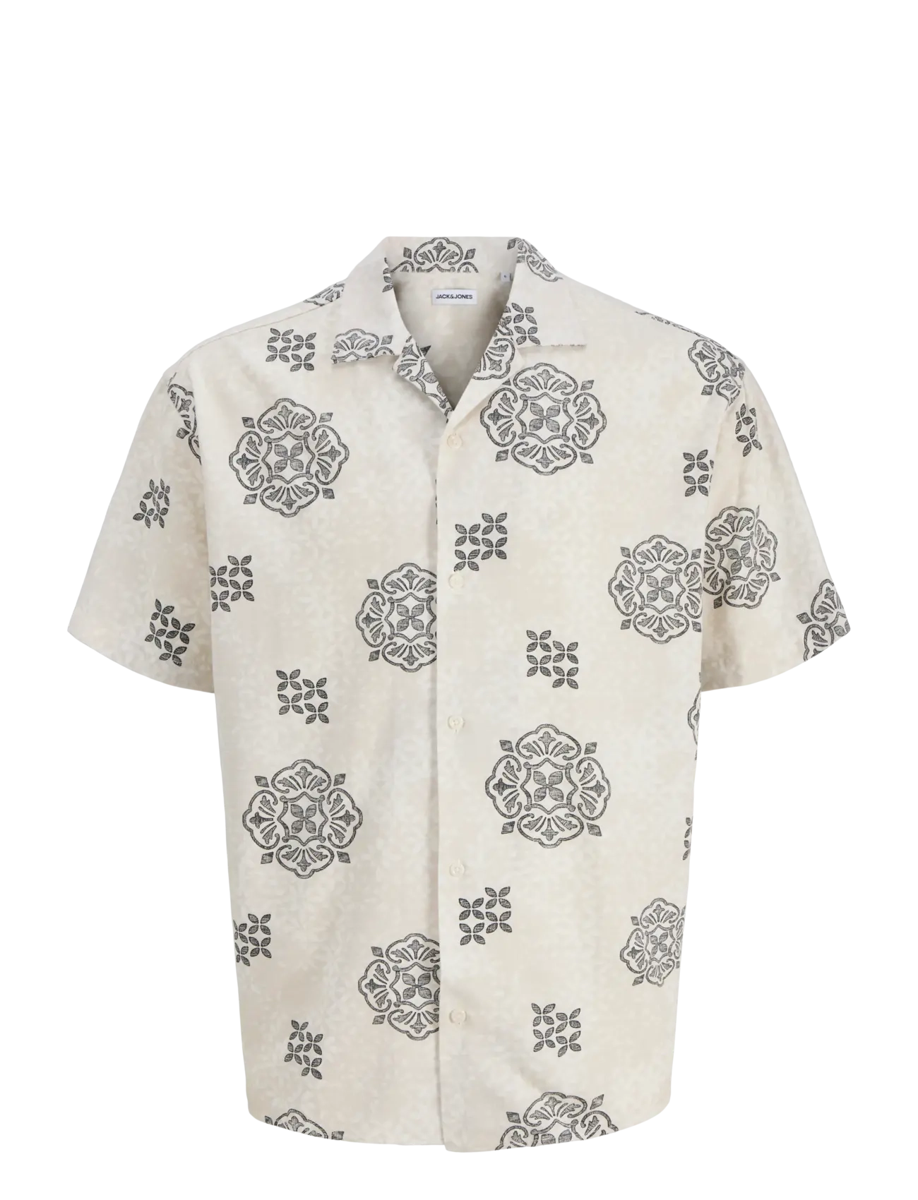 Jack & Jones JJALFREDO SLUB RESORT SHIRT SS - Skjorter - MOONBEAM / white